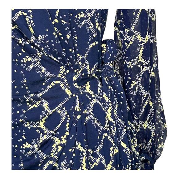 Diane von Furstenberg Sigourney Wrap Dress Snake Check Midnight Blue SZ 2 NWT - Picture 8 of 14